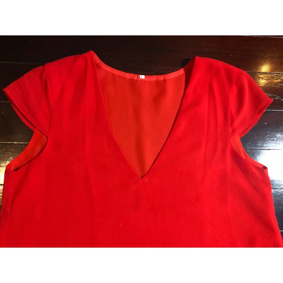 Red A-line Dress Sleeveless V-Neck Size Large - Picture 3 of 7